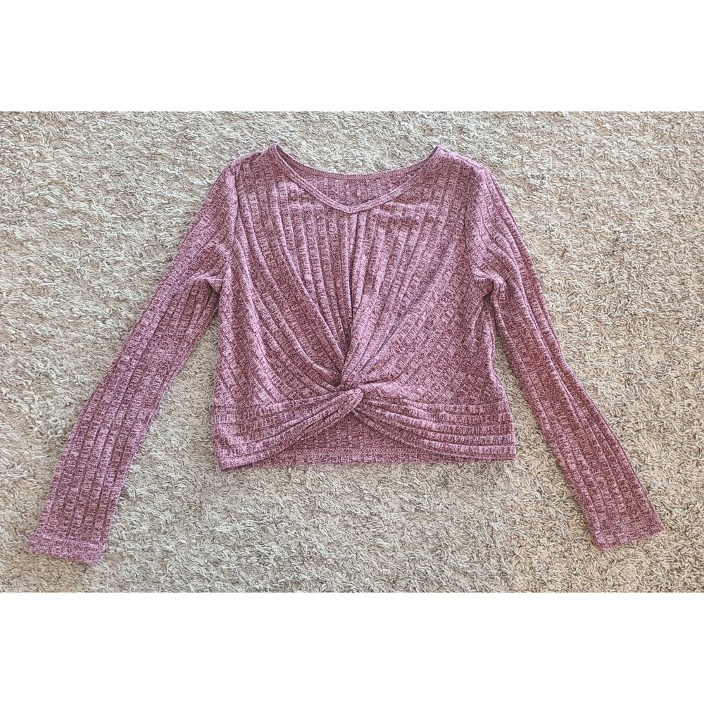 Girls Ribbed Twist Front Long Sleeve Top